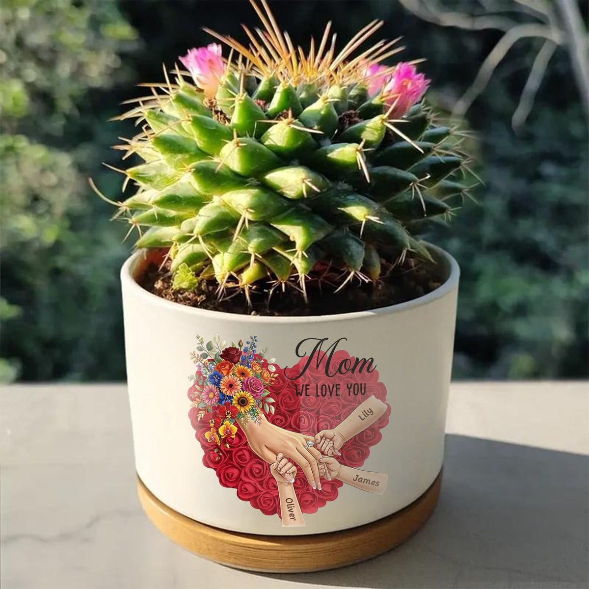 Personalized Large Plant Pot-Personalized Mom Holding Hands|Best Mother&