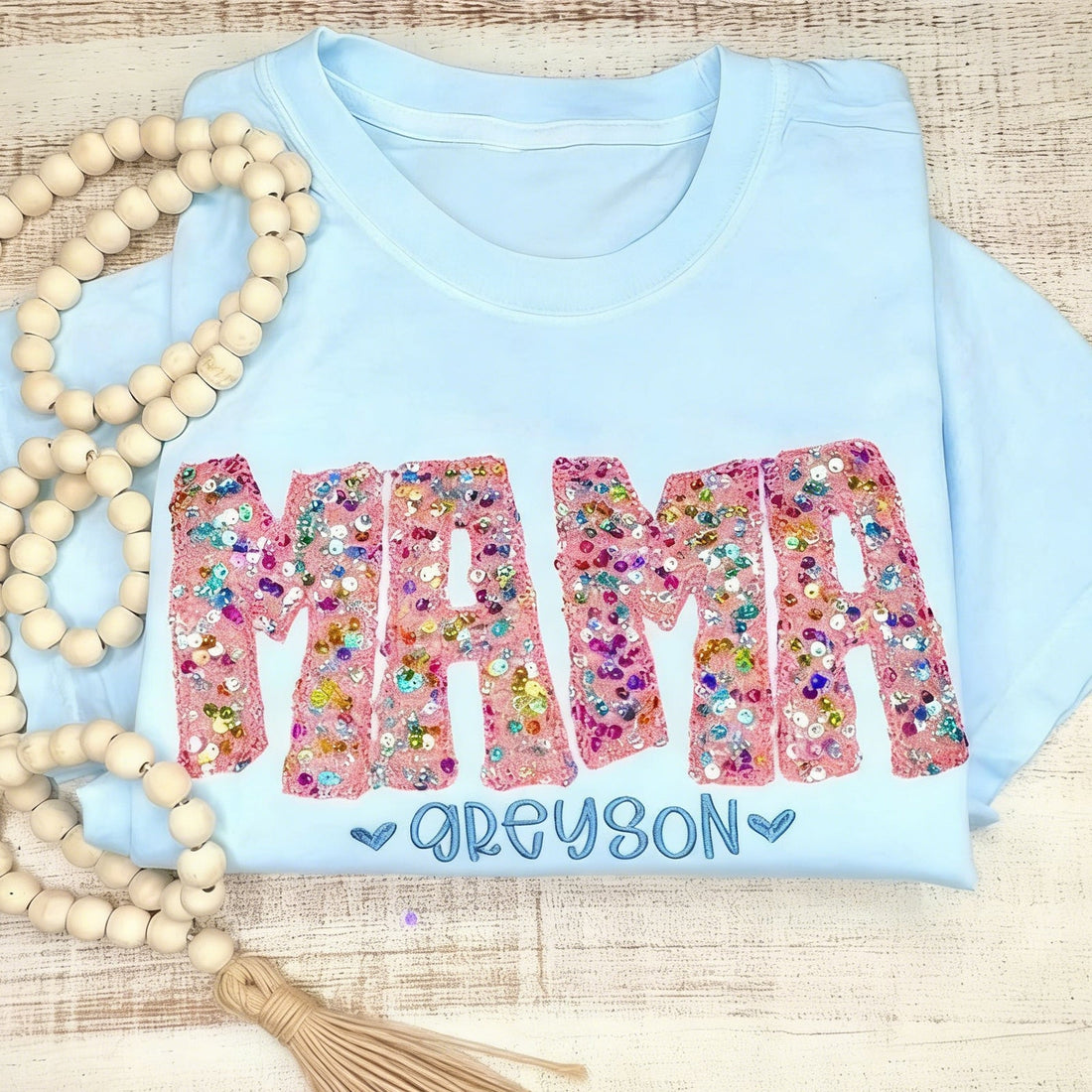 Custom Sequin Embroidered MAMA Sweatshirt | Sparkle &amp; Shine Gift for Mother&