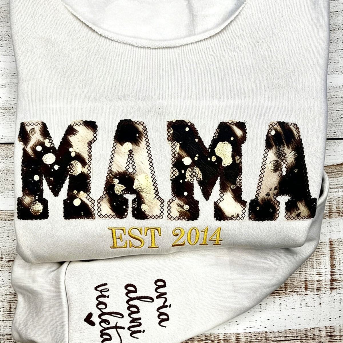 Custom Embroidered Cow Print MAMA Sweatshirt |  Mother’s Day Gift