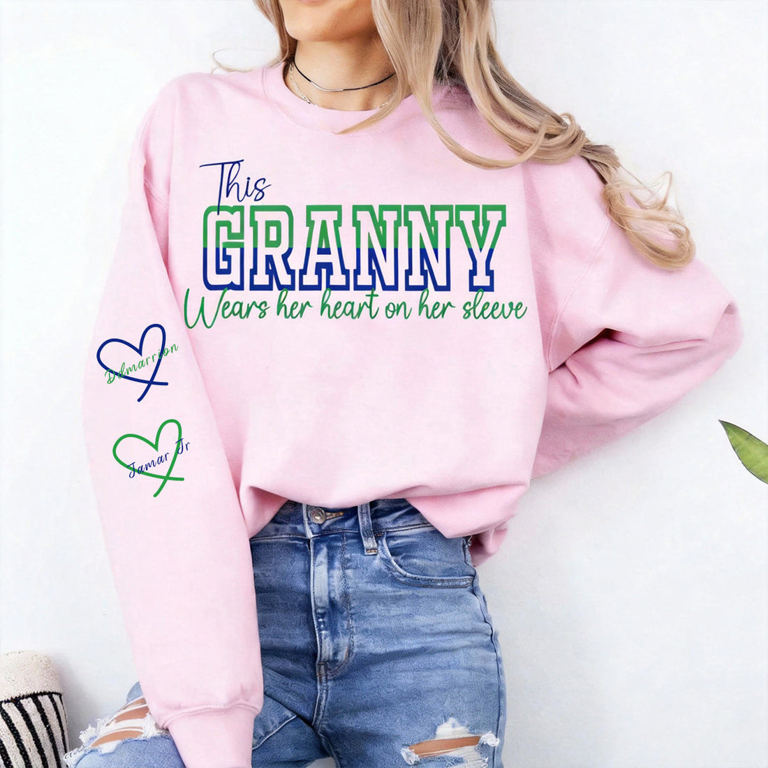 Wear Your Heart on Your Sleeve – Personalized Split Mama Sweatshirt with Kids’ Names | for Mom Mother&