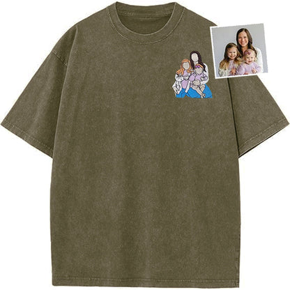 Custom Mama,Mom Portrait Embroidered Washed Sweatshirt | Mother's Day Gift
