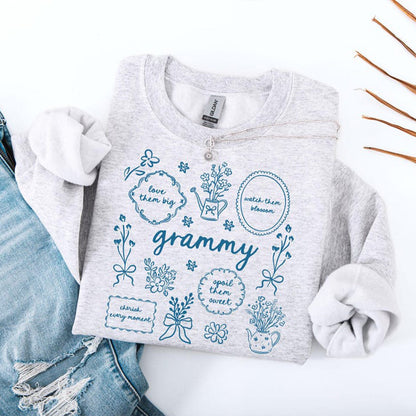 Custom Floral Grandma Heat Transfer Print Sweatshirt | Mother&