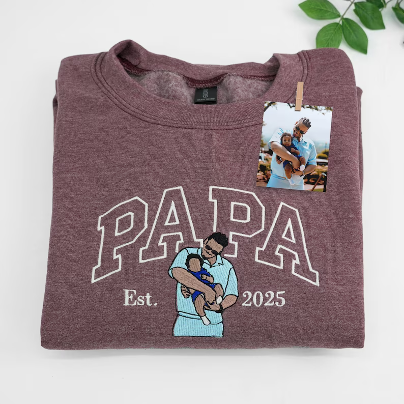Custom Embroidered Dad Sweatshirt with Photo,Gift for Dad from Mom