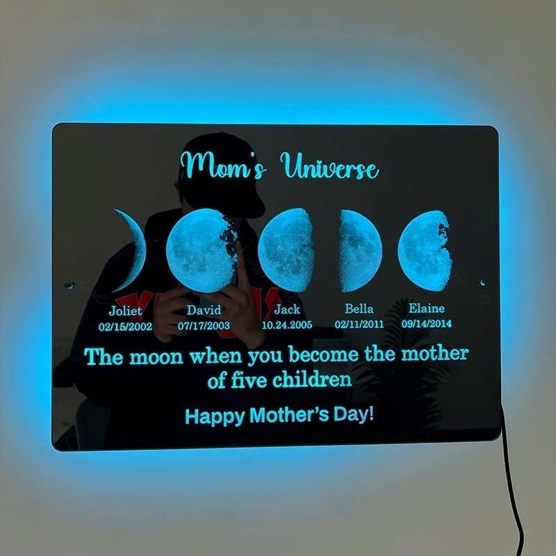Custom Led Mirror Light Frame With Text And Date-Mum&