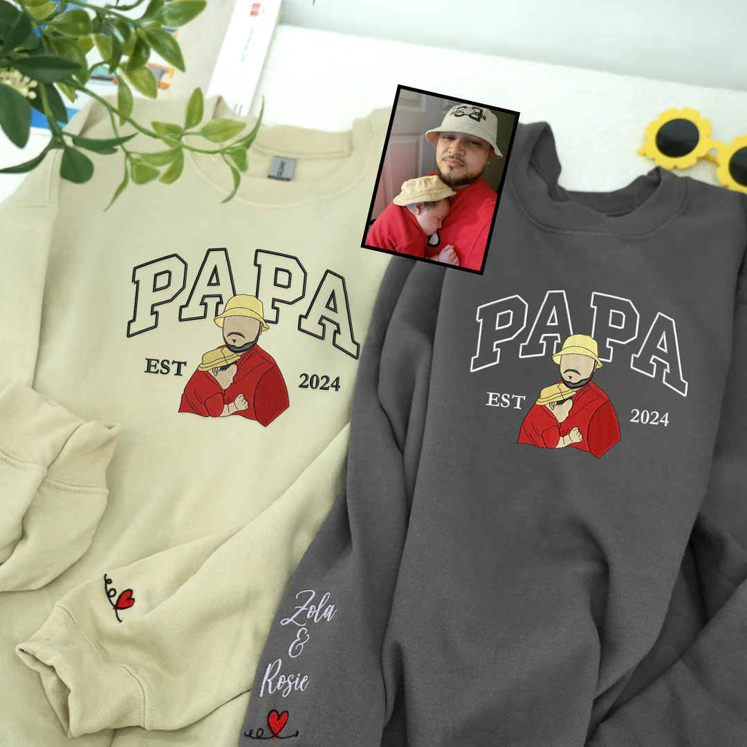 Custom Embroidered Dad Sweatshirt with Photo,Gift for Dad from Mom