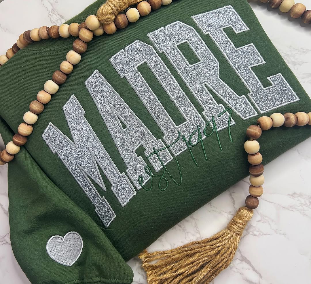 Custom Mom &amp;Mama Glitter Applique Embroidered T-shirt &amp;Sweatshirt