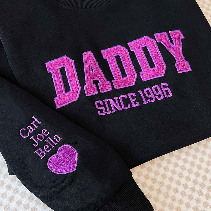 Custom Embroidered Glitter Vinyl DAD Sweatshirt | Gift For Dad &amp; Grandpa