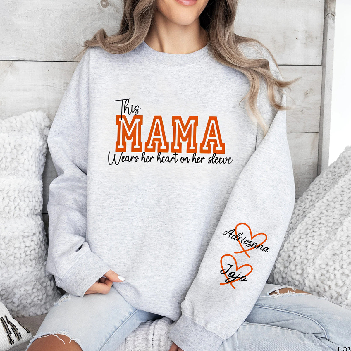 Wear Your Heart on Your Sleeve – Personalized Print Mama Sweatshirt with Kids’ Names | for Mom Mother&