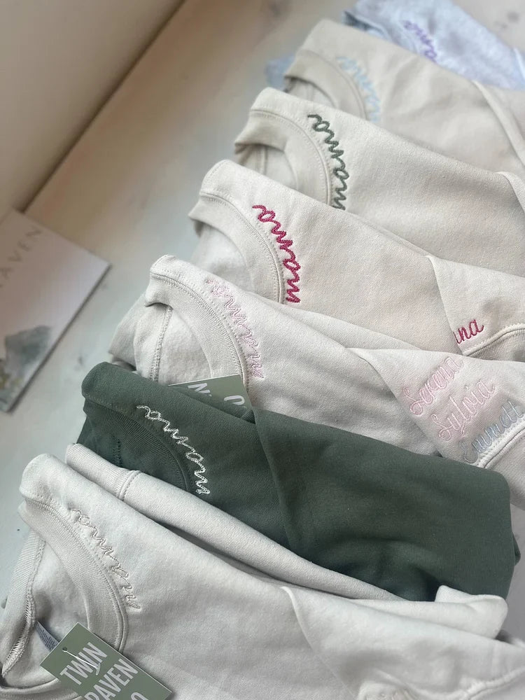 Custom Embroidered Mom Sweatshirt with name on Sleeve | Mother&