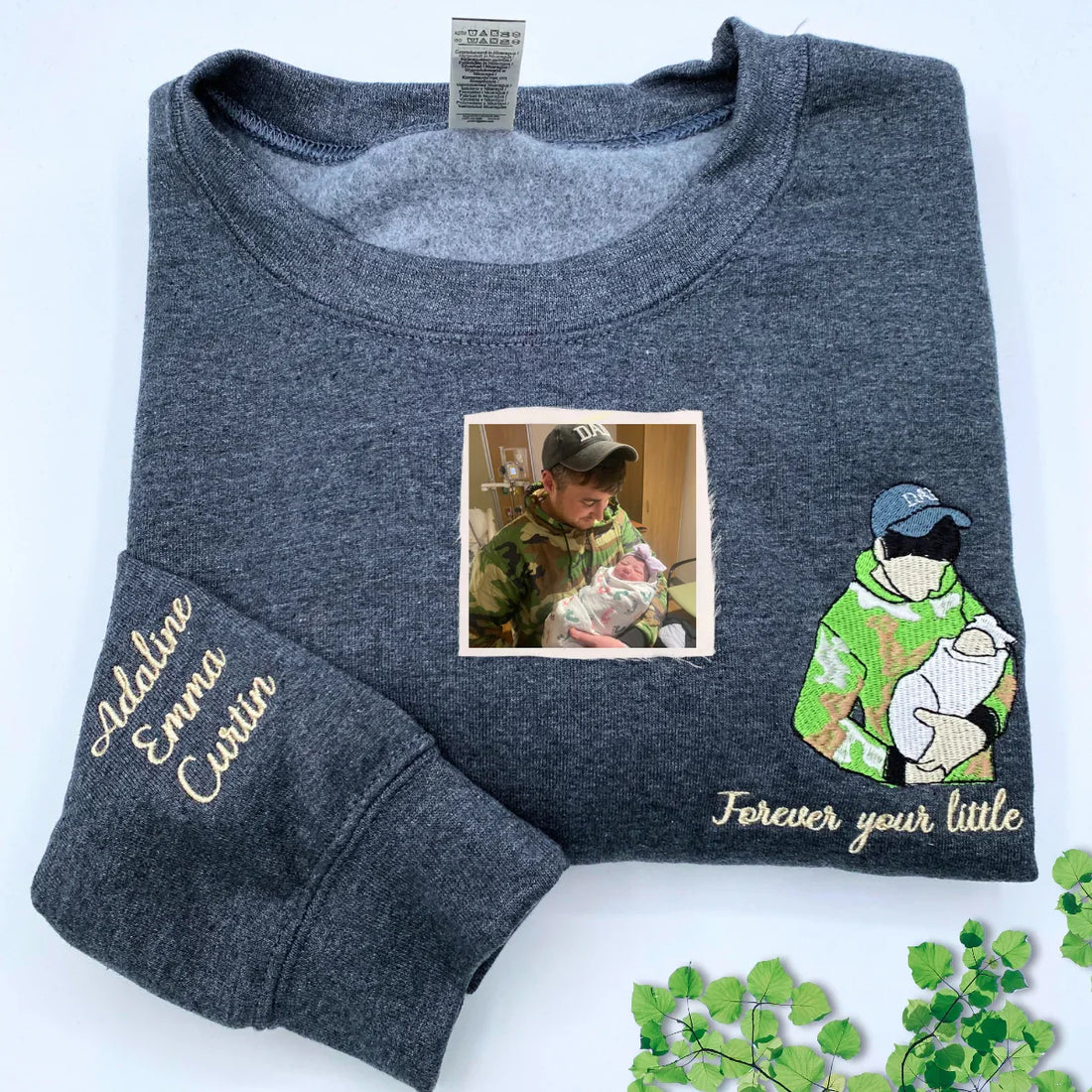 Custom Embroidered Photo Portrait Sweatshirt For papà,papá,pai