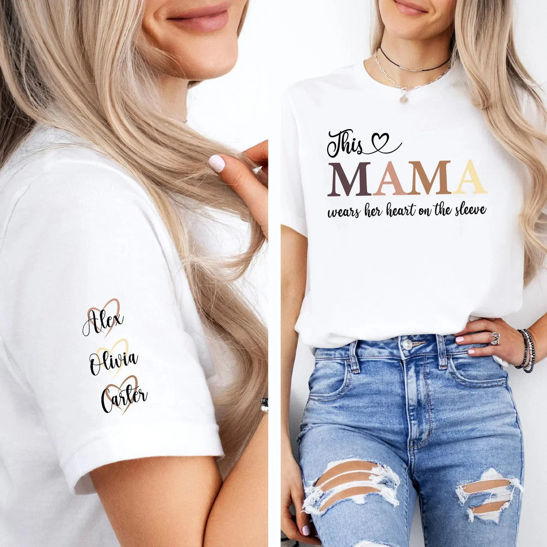 Wear Your Heart on Your Sleeve - Custom Sweatshirt with Names On Sleeve - Mother&