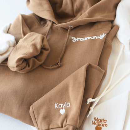 Custom Collared Mama Hoodie Personalized Embroidered Mom Hoodie with Kids Name Gift for Mother&