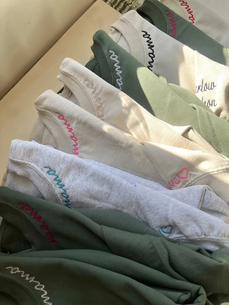 Custom Embroidered Mom Sweatshirt with name on Sleeve | Mother&