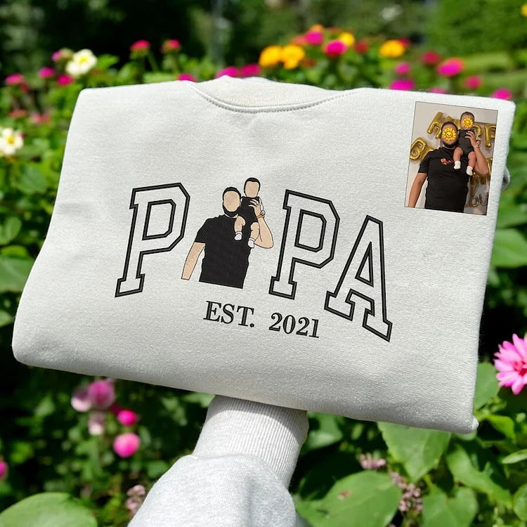 Custom Photo Embroidered Sweatshirt for DAD