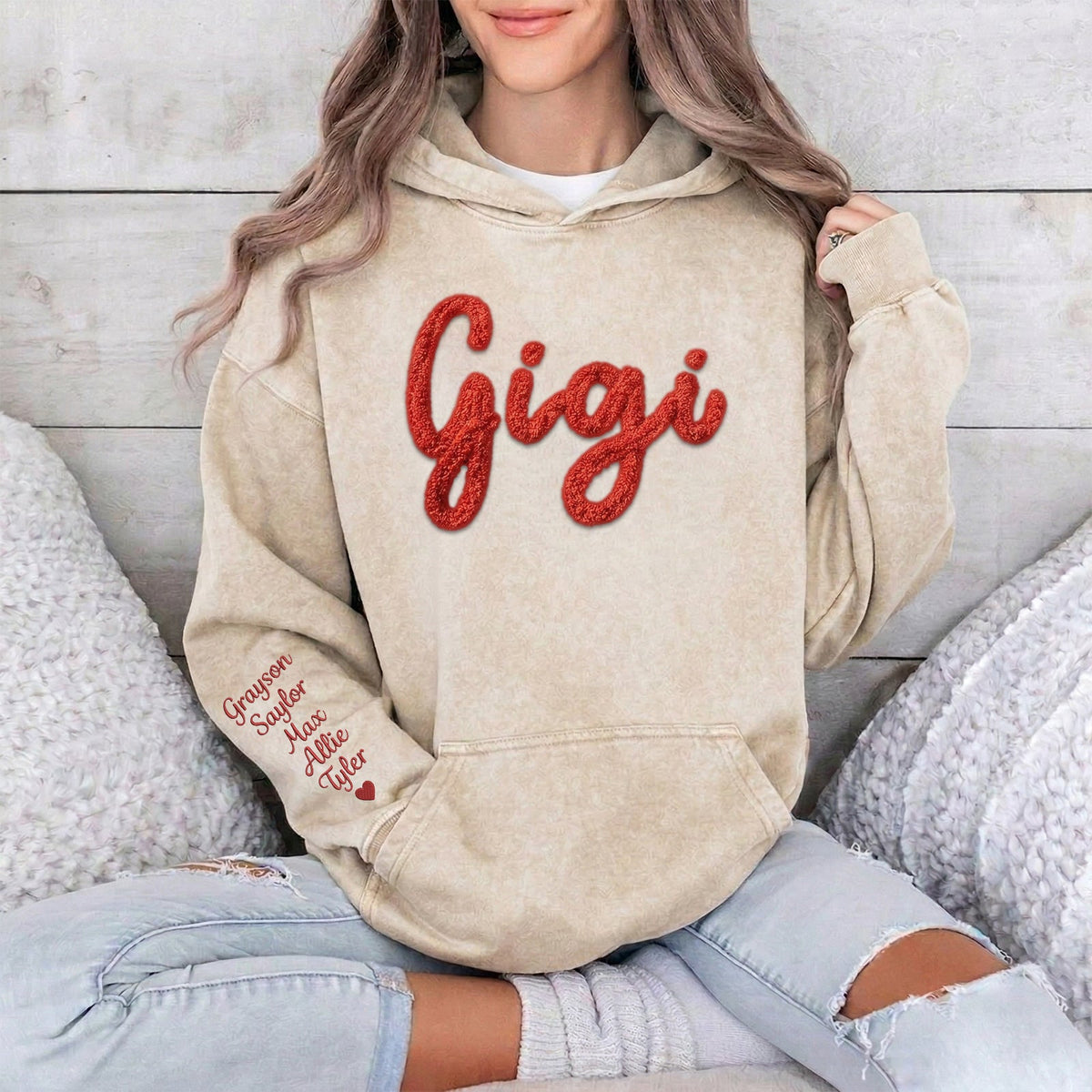 Custom Gigi Honey Name Chenille Yarn Embroidered Washed Clothes