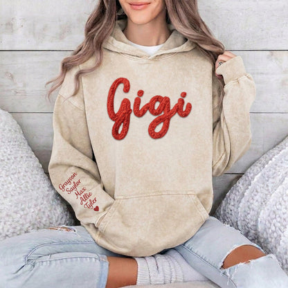 Custom Gigi Honey Name Chenille Yarn Embroidered Washed Clothes