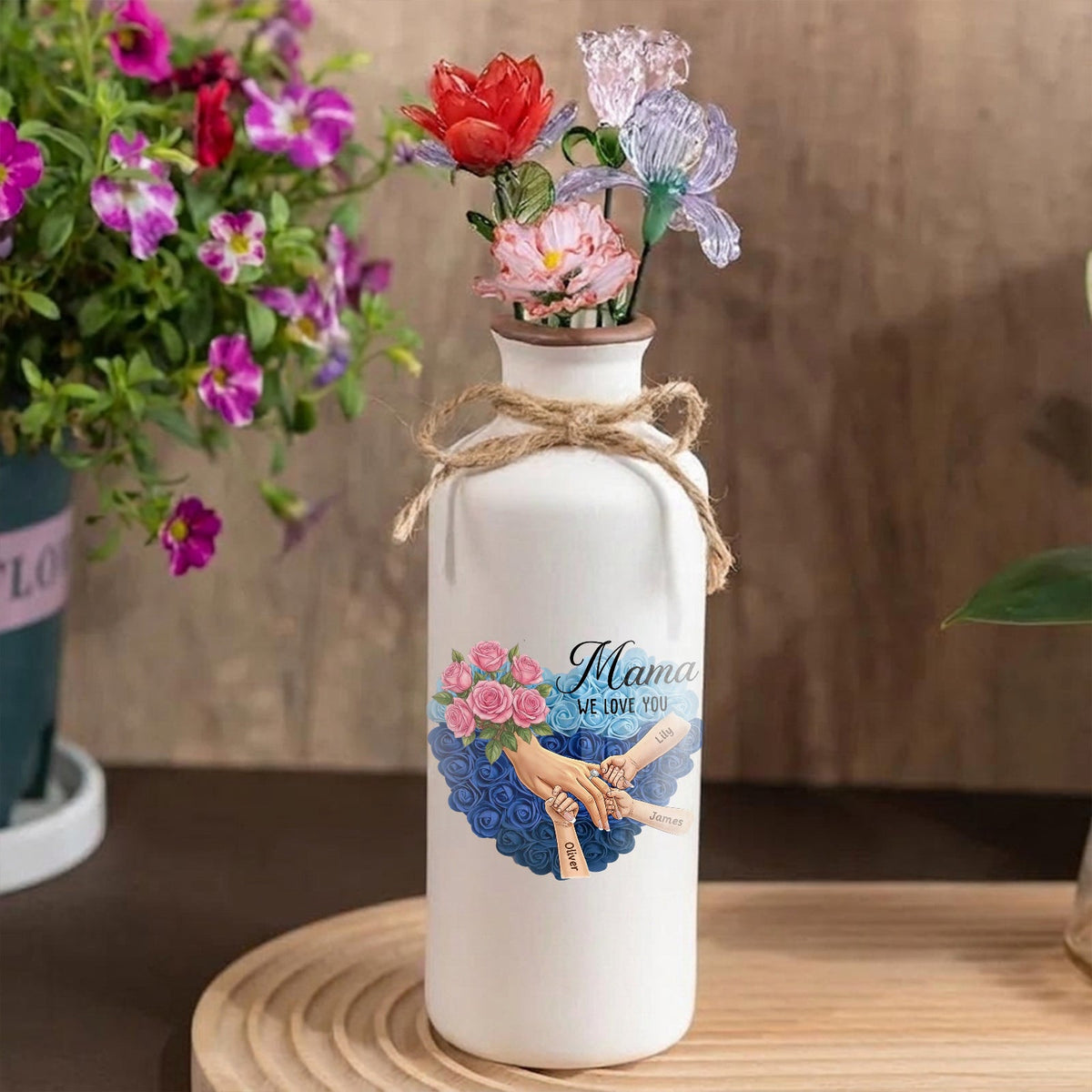 Personalized "Rose" Vase-Personalized Mama Holding Hands|Best Mother&