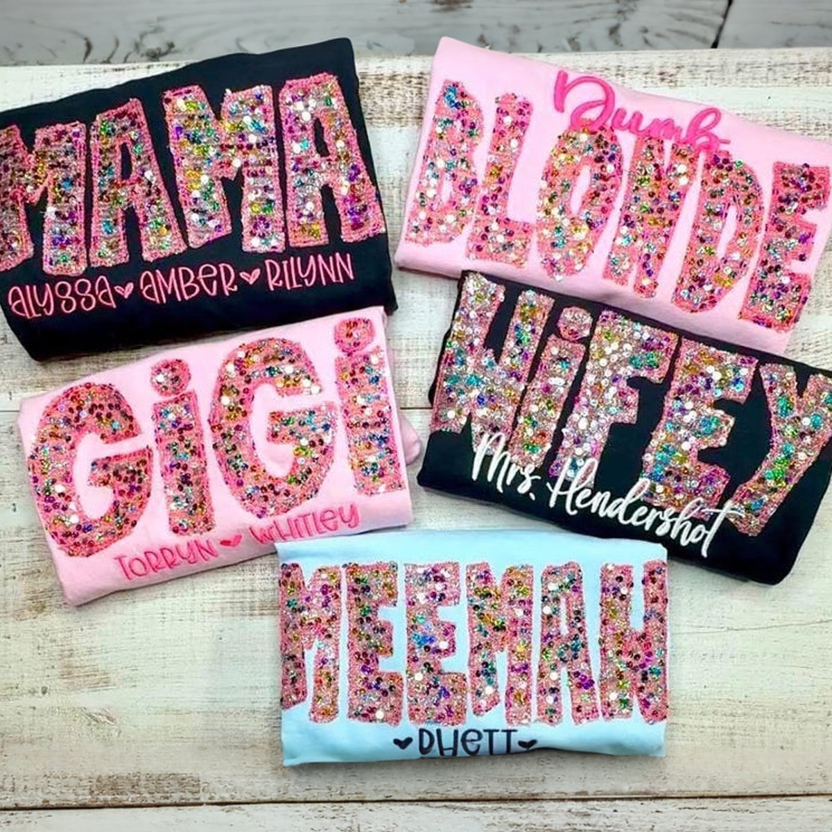Custom Sequin Embroidered MAMA Sweatshirt | Sparkle &amp; Shine Gift for Mother&
