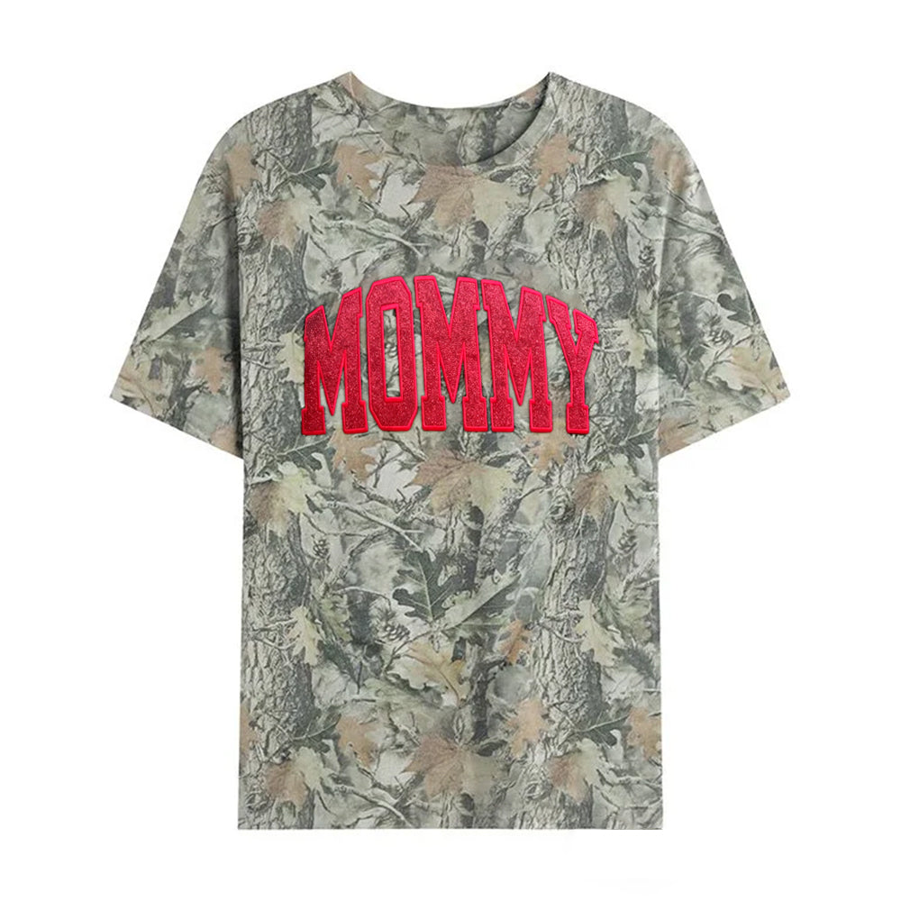 Personalized Custom Glitter Embroidered MAMA Camo Sweatshirt T-Shirt | Mother&