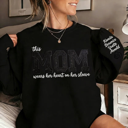 Custom Mama Sequin Embroidered Sweatshirt with Kids&