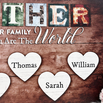 Personalized You Are The World Custom Names Canvas | Mother&