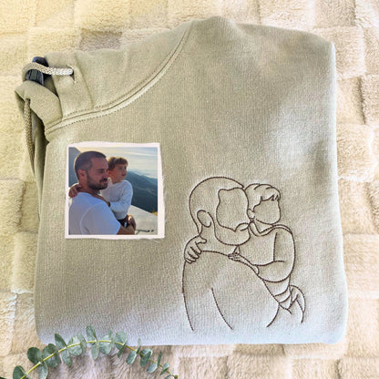 Custom Embroidered Photo Portrait Sweatshirt Gift for papà,papá,pai