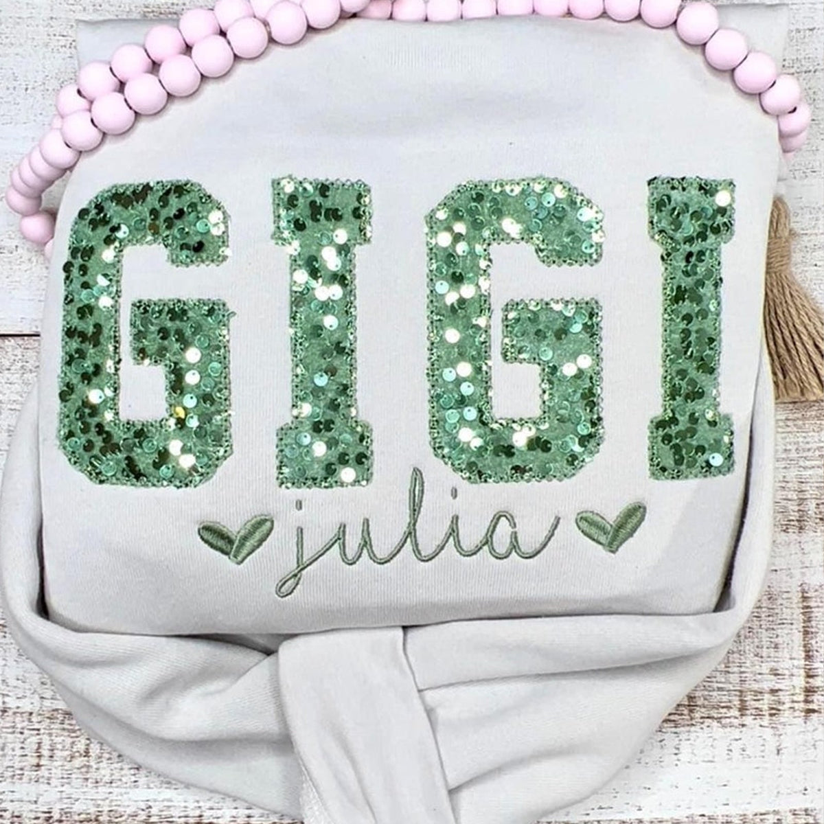Custom Sequin GIGI Embroidery Sweatshirt Gift for grandparents