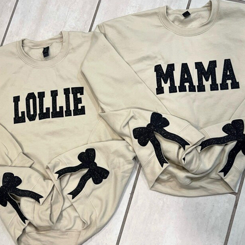 Custom Viral Side Bow Glitter MAMA Sweatshirt | Mother&