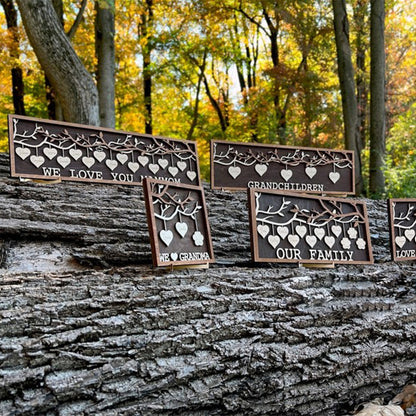 Family Tree Hanging Heart 3D Wall Hanging Decoration or Gift with Stand | Perfect for Mothers Day | Fathers Day