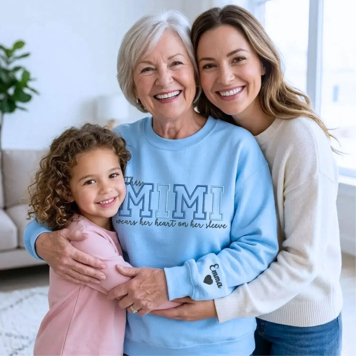 Custom Embroidered This Mimi Wears Her Heart on Her Sleeve Sweatshirt | Mother&
