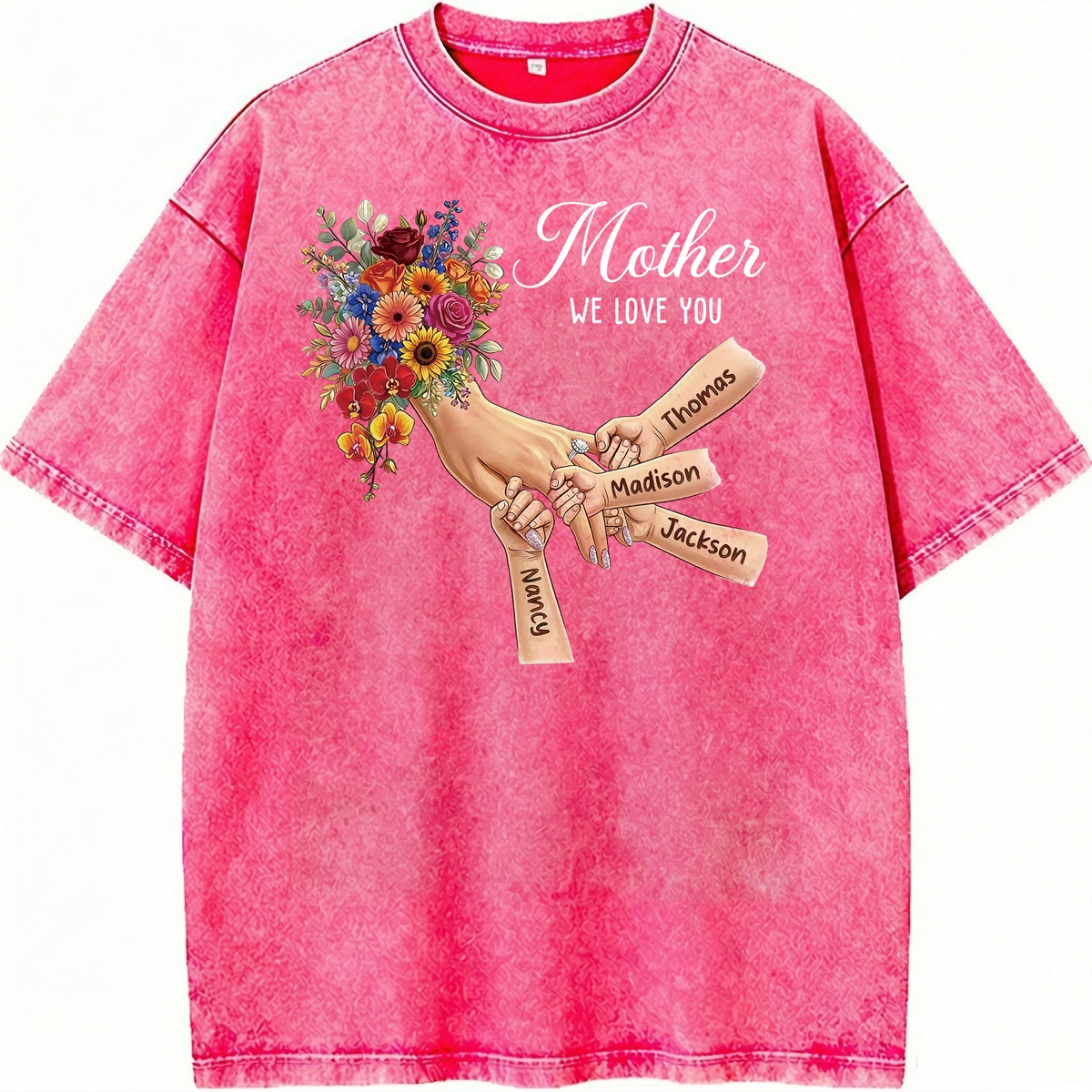 Custom Mommy Holding Hands Vintage Washed Sweatshirt | Mother's Day Gift
