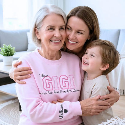 Custom Embroidered This Gigi Wears Her Heart on Her Sleeve Sweatshirt | Mother&