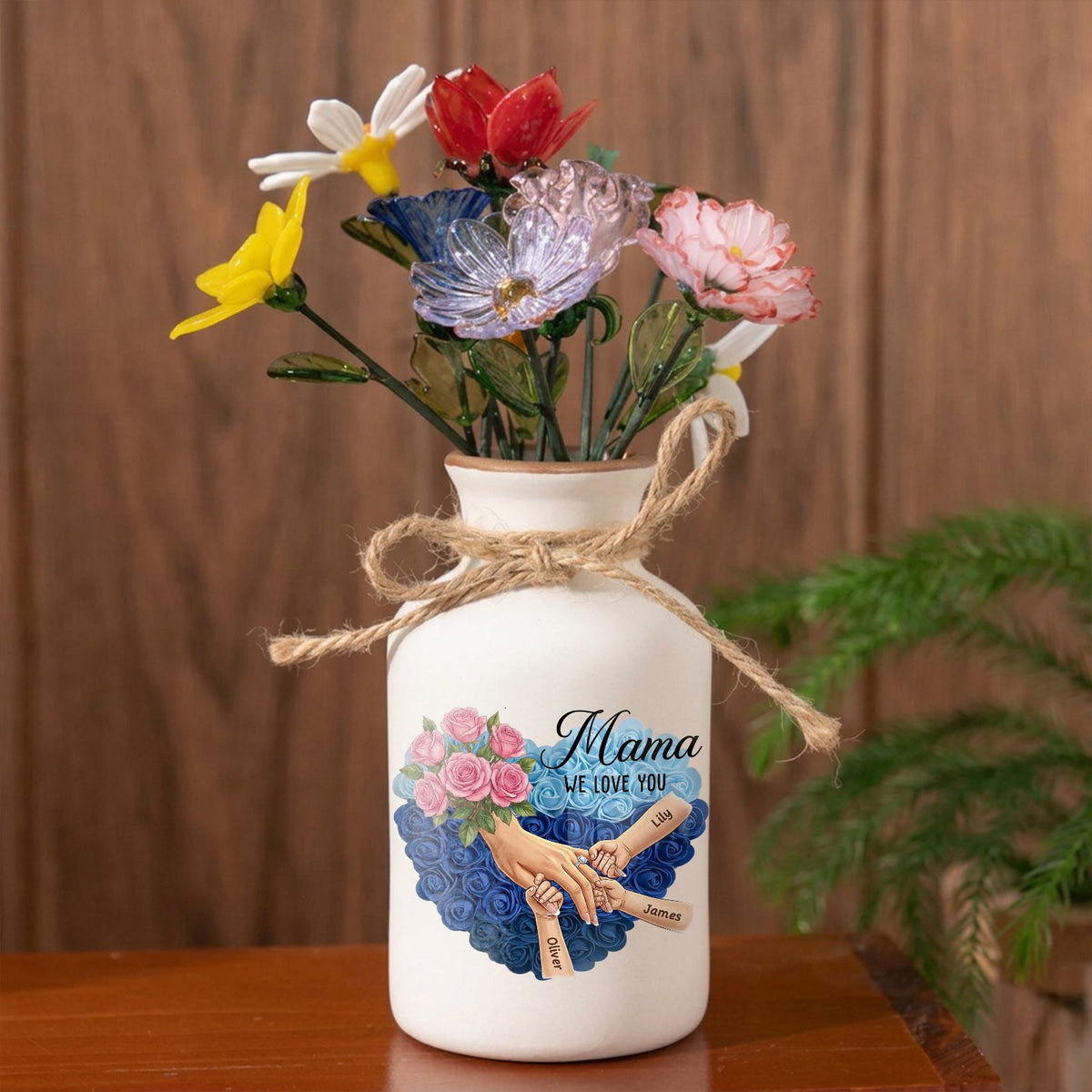 Personalized "Rose" Vase-Personalized Mama Holding Hands|Best Mother&