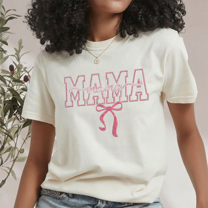 Custom "MAMA" Embroidered Sweatshirt with Ribbon Bow | Mother&