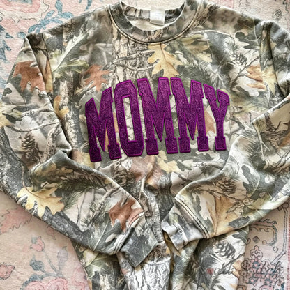 Personalized Custom Glitter Embroidered MAMA Camo Sweatshirt T-Shirt | Mother&