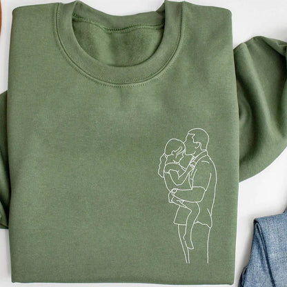 Custom Embroidered Photo Portrait Sweatshirt Gift for papà,papá,pai