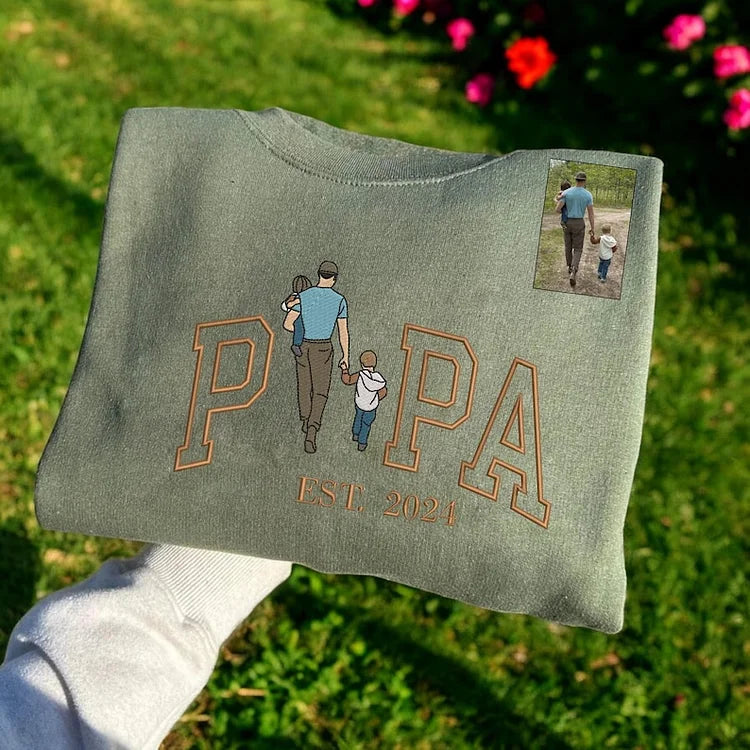 Custom Photo Embroidered Sweatshirt for DAD