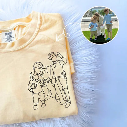 Custom Parent-Child Photo Outline Embroidered Sweatshirt - Surprise Mother's Day gift