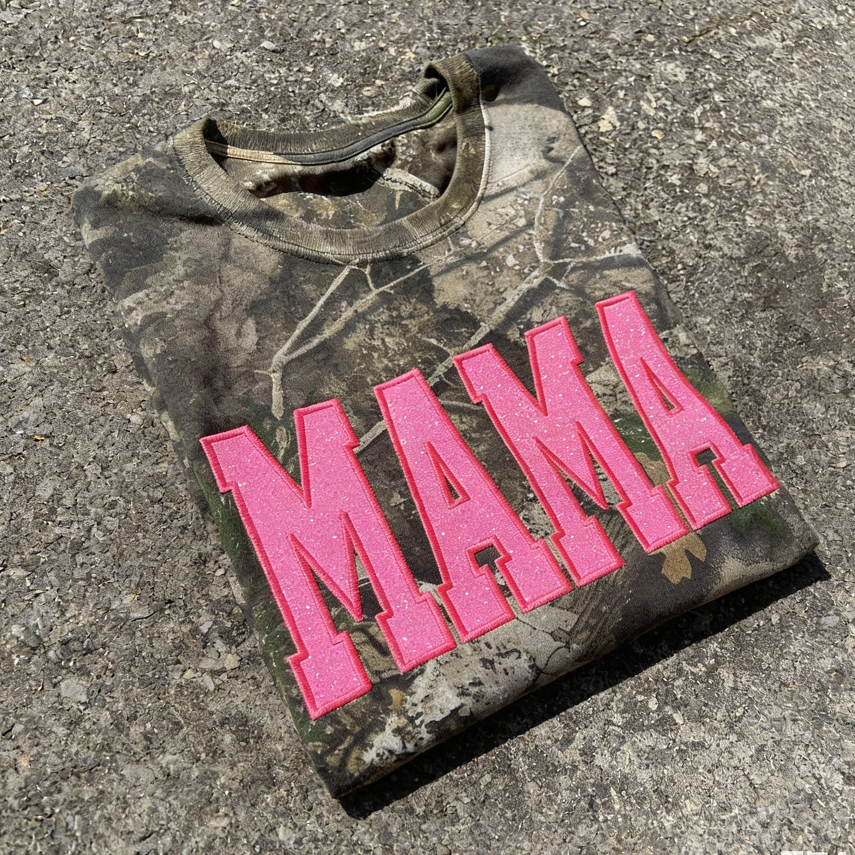 Personalized Camo Glitter Text Mama Shirt Custom Name Hunting Gift for Mom Mothers Day Apparel