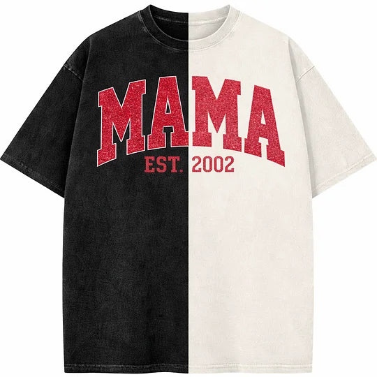 Washed Patchwork T Shirt Glitter MOM Sequin Embroidered Mothers Day Gift for Mama
