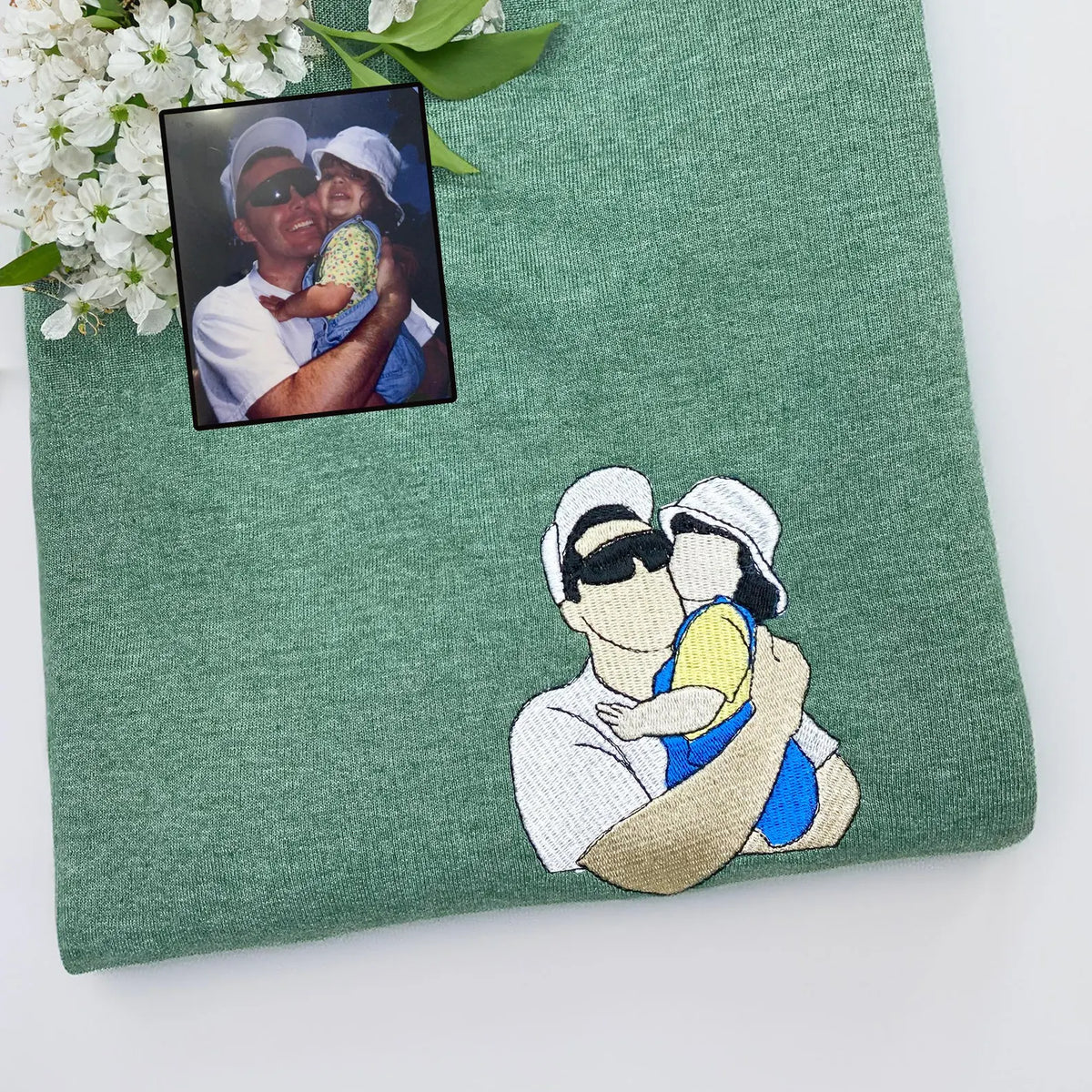 Custom Embroidered Photo Portrait Sweatshirt For papà,papá,pai