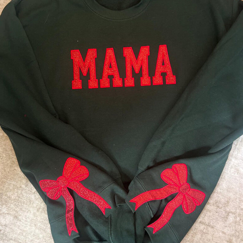 Custom Viral Side Bow Glitter MAMA Sweatshirt | Mother&