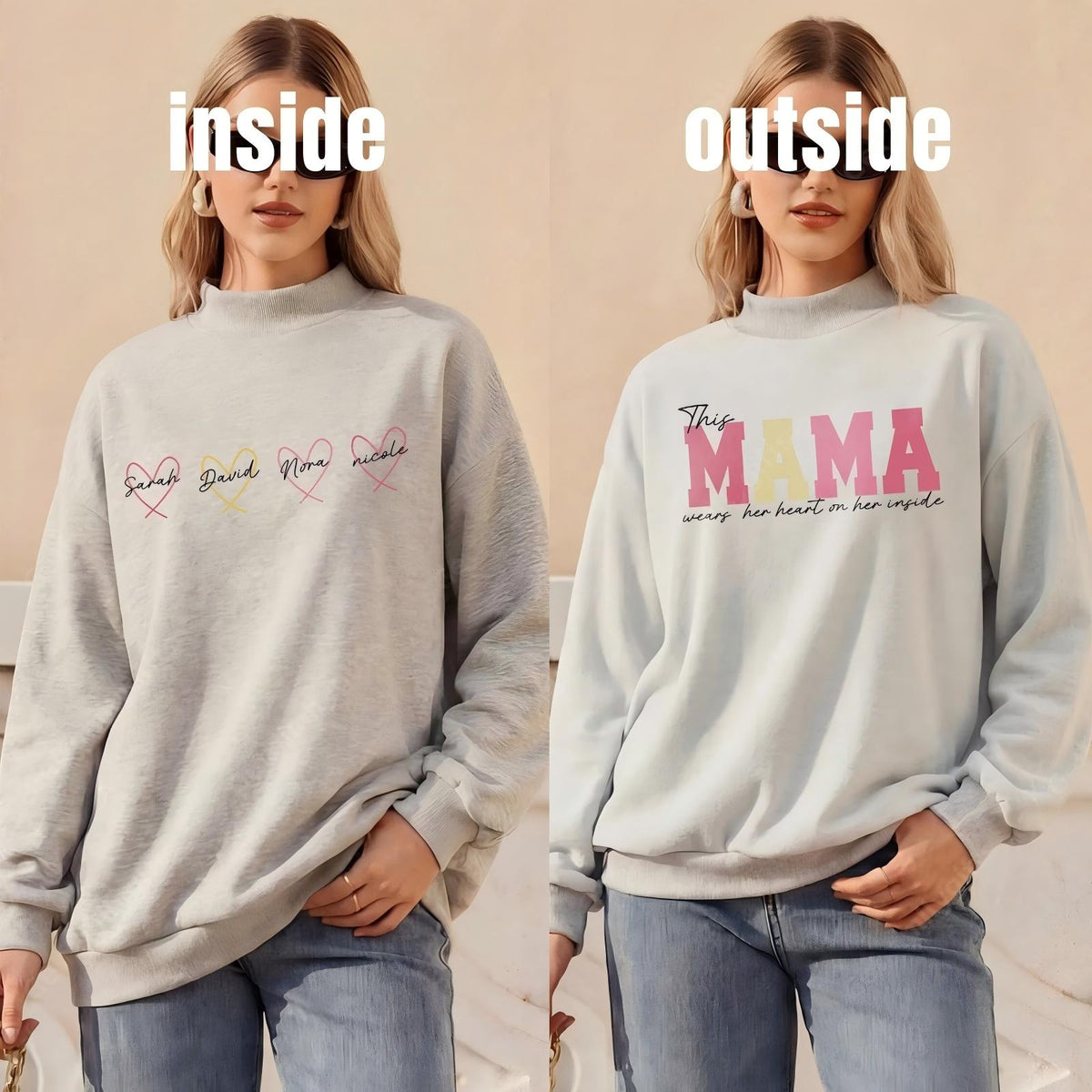 Wear Your Heart on the Inside – Custom Mama Reversible Sweatshirt |Mother&