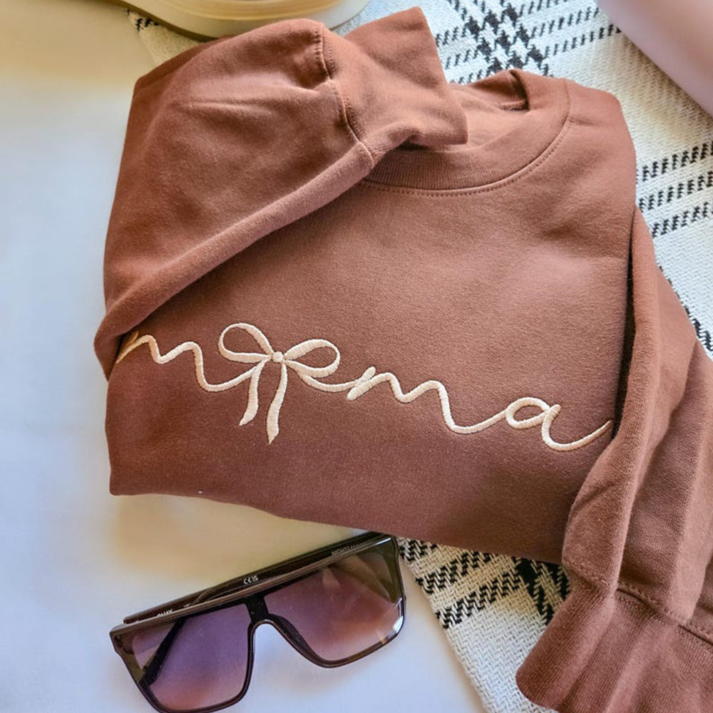 Custom "Bow Mama" Embroidered Sweaters | Mother&