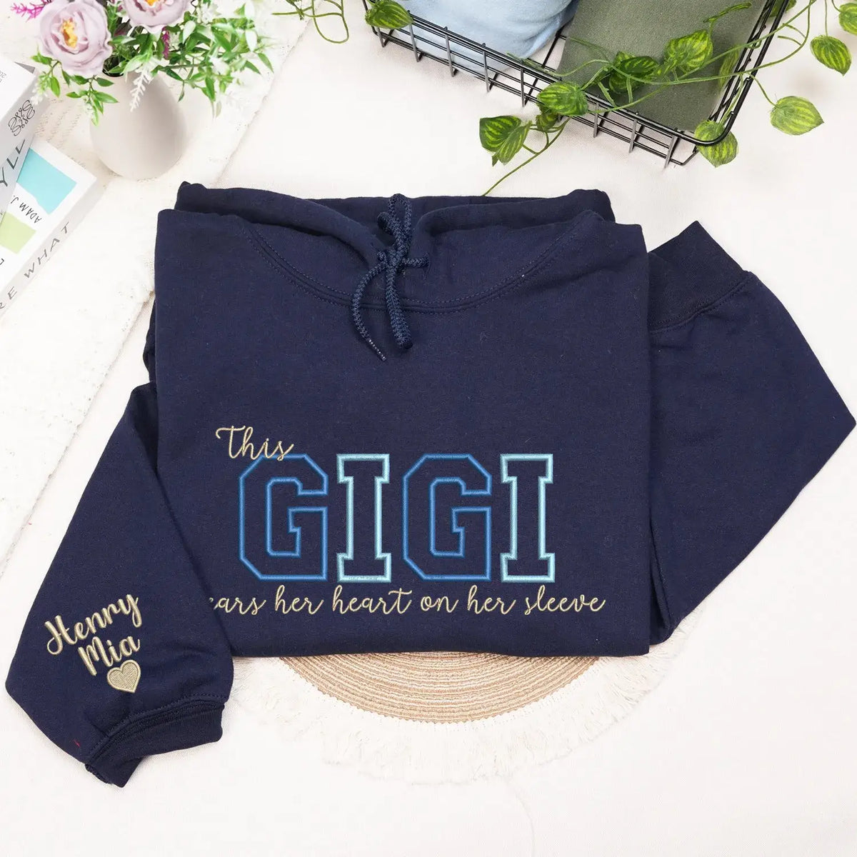 Custom Embroidered This Gigi Wears Her Heart on Her Sleeve Sweatshirt | Mother&