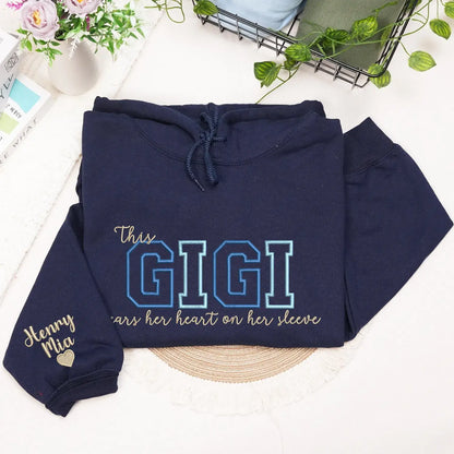 Custom Embroidered This Gigi Wears Her Heart on Her Sleeve Sweatshirt | Mother&