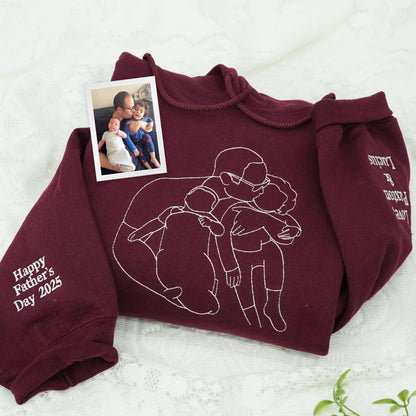 Custom Embroidered Photo Portrait Sweatshirt Gift for papà,papá,pai