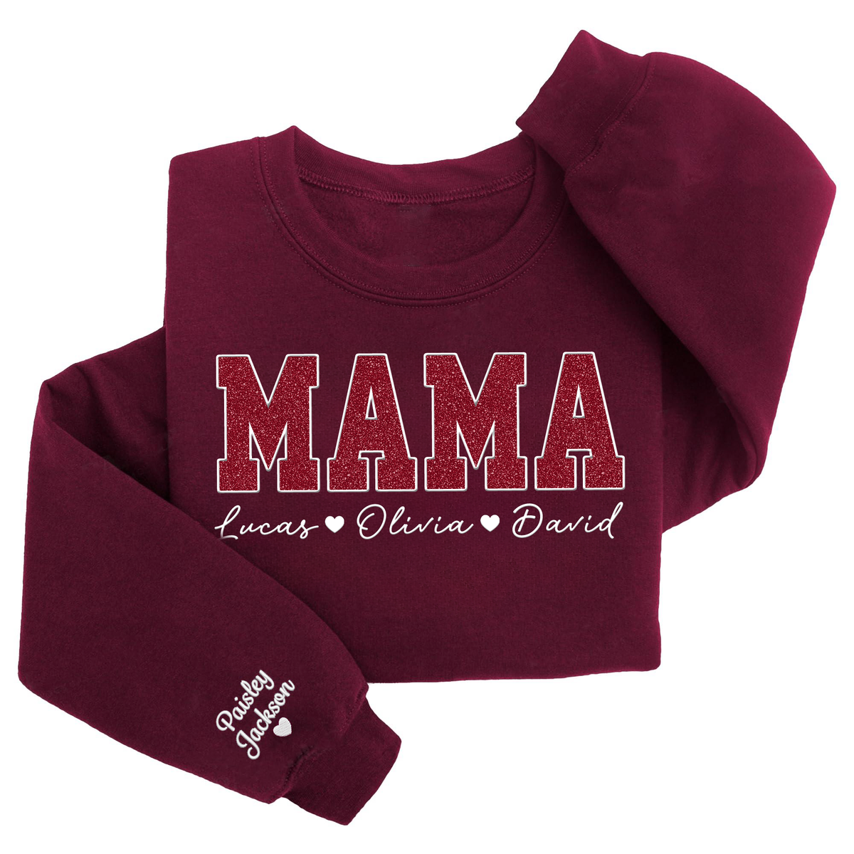 Custom Mom Glitter Embroidered Sweatshirt With Loving Children‘s Name | Mother&