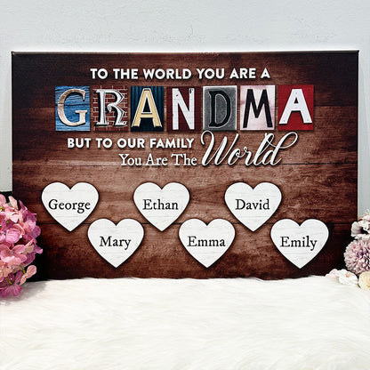 Personalized You Are The World Custom Names Canvas | Mother&