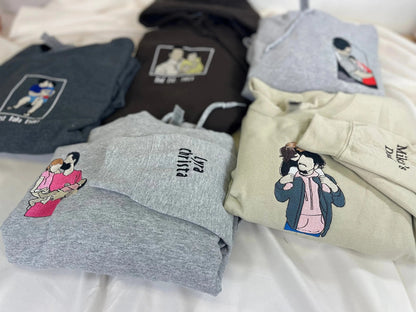 Custom Embroidered Photo Portrait T-shirt Hoodie For Mom - Unique Mother&